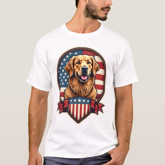 Golden Retriever USA Pride Vintage Dog Tee (Front)