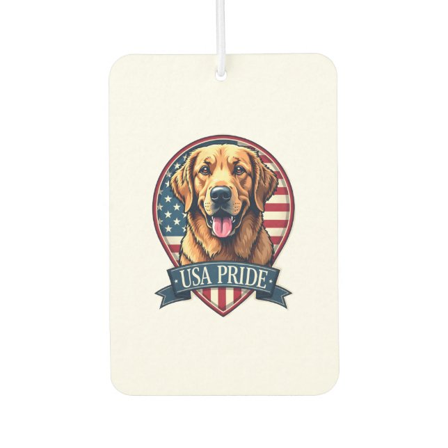 Golden Retriever USA Pride Vintage Dog Tee 4 Air Freshener (Front)