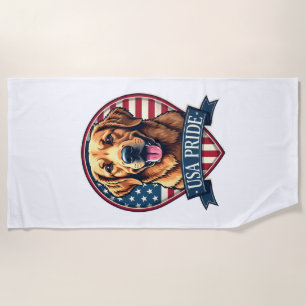 Golden Retriever USA Pride Vintage Dog Tee 4 Beach Towel