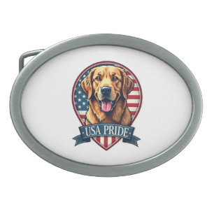 Golden Retriever USA Pride Vintage Dog Tee 4 Belt Buckle