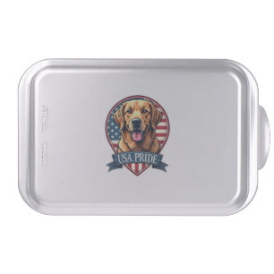 Golden Retriever USA Pride Vintage Dog Tee 4 Cake Pan