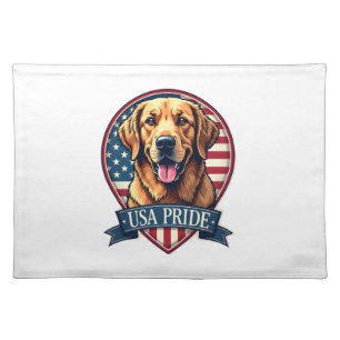 Golden Retriever USA Pride Vintage Dog Tee 4 Cloth Placemat