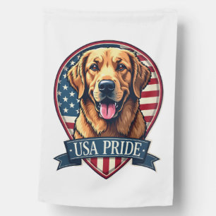 Golden Retriever USA Pride Vintage Dog Tee 4 House Flag