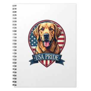 Golden Retriever USA Pride Vintage Dog Tee 4 Notebook