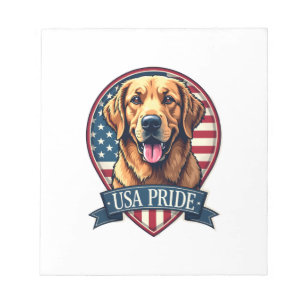 Golden Retriever USA Pride Vintage Dog Tee 4 Notepad