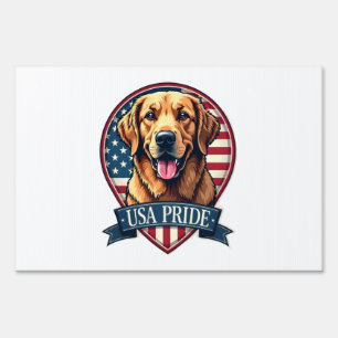Golden Retriever USA Pride Vintage Dog Tee 4 Sign