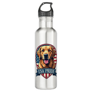 Golden Retriever USA Pride Vintage Dog Tee 4 Stainless Steel Water Bottle