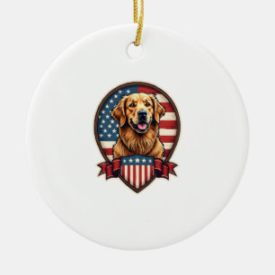 Golden Retriever USA Pride Vintage Dog Tee Ceramic Ornament
