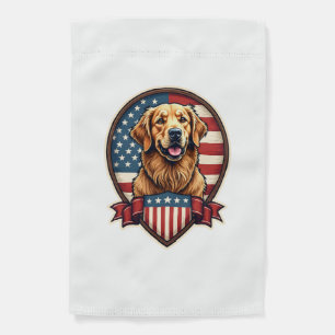 Golden Retriever USA Pride Vintage Dog Tee Garden Flag