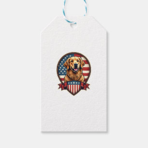 Golden Retriever USA Pride Vintage Dog Tee Gift Tags