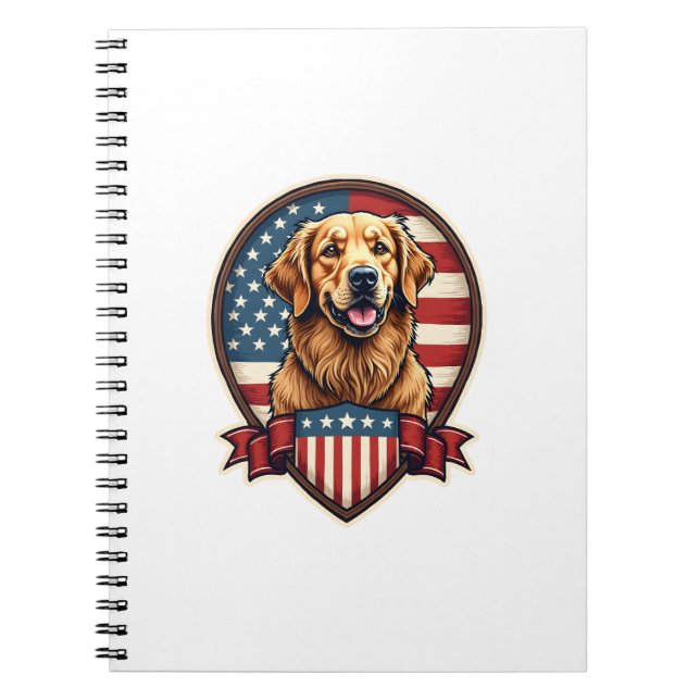 Golden Retriever USA Pride Vintage Dog Tee Notebook (Front)