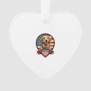 Golden Retriever USA Pride Vintage Dog Tee Ornament