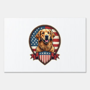 Golden Retriever USA Pride Vintage Dog Tee Sign