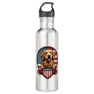 Golden Retriever USA Pride Vintage Dog Tee Stainless Steel Water Bottle