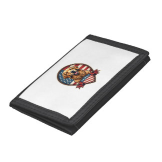 Golden Retriever USA Pride Vintage Dog Tee Trifold Wallet