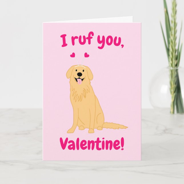 Golden Retriever Valentine Card (Front)