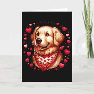 Golden Retriever Valentine Hearts Dog Card
