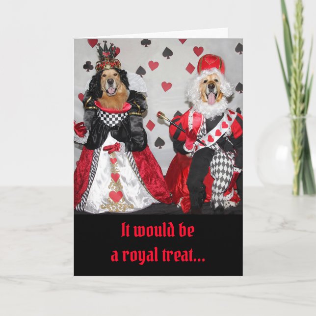 Golden Retriever Valentine King and Queen of Heart Card (Front)