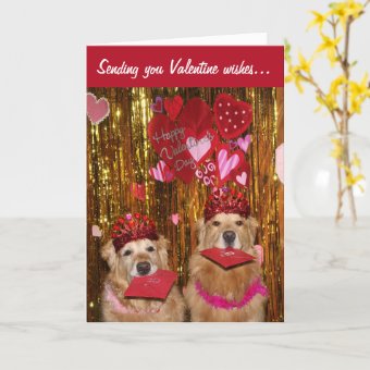 Golden Retriever Valentine Wishes Card | Zazzle