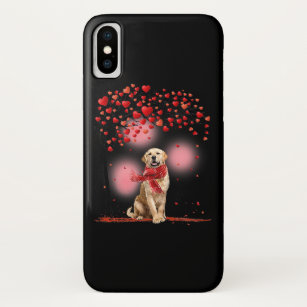 Golden Retriever Valentines Day Hearts Tree Funny  iPhone X Case