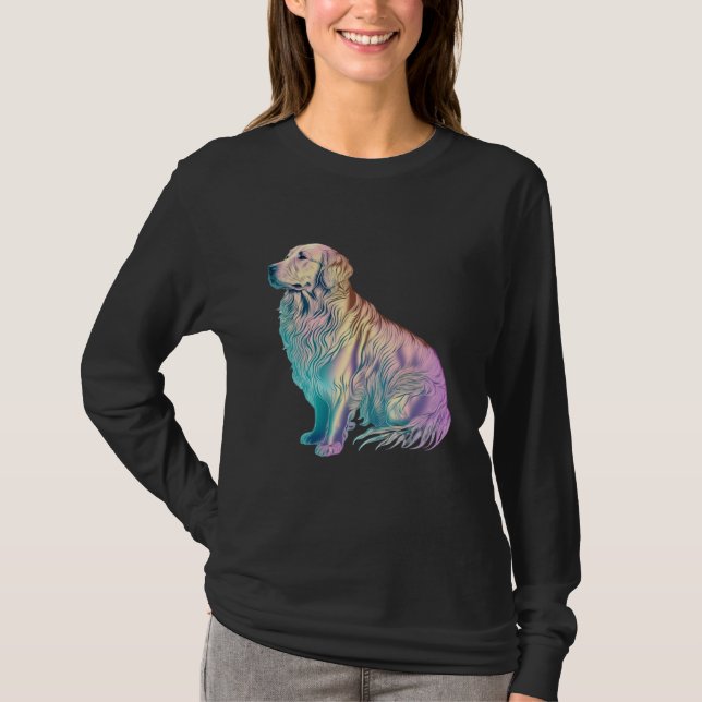 Golden Retriever Vaporwave Retrowave Aesthetic  2 T-Shirt (Front)