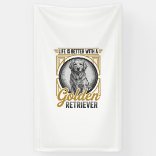 Golden Retriever Vintage Engraving Dog Lover Shirt Banner