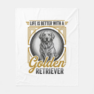 Golden Retriever Vintage Engraving Dog Lover Shirt Fleece Blanket