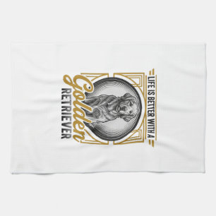 Golden Retriever Vintage Engraving Dog Lover Shirt Kitchen Towel