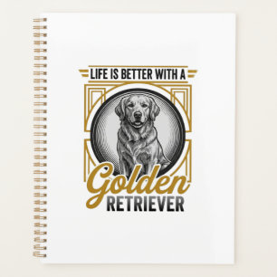 Golden Retriever Vintage Engraving Dog Lover Shirt Planner