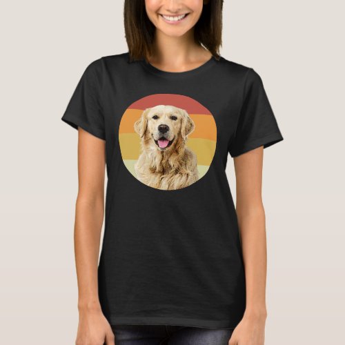 Golden Retriever Vintage Retro Face Dog T_Shirt