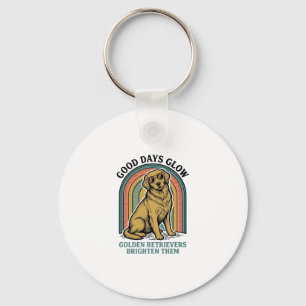 Golden Retriever Vintage Shirt Retro Engraving Dog Keychain