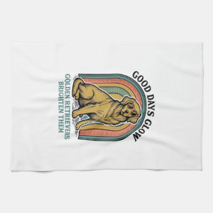 Golden Retriever Vintage Shirt Retro Engraving Dog Kitchen Towel