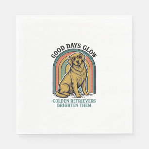 Golden Retriever Vintage Shirt Retro Engraving Dog Napkins