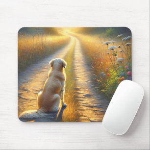 Golden Retriever Waiting On A Dirt Road Mouse Pad