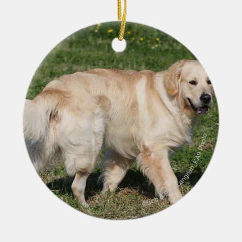 Golden Retriever Walking Ceramic Ornament