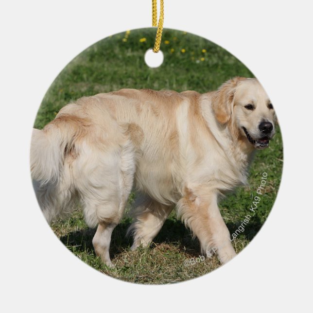 Golden Retriever Walking Ceramic Ornament (Front)