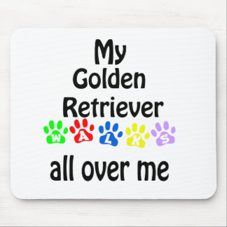 Golden Retriever Walks Design Mouse Pad