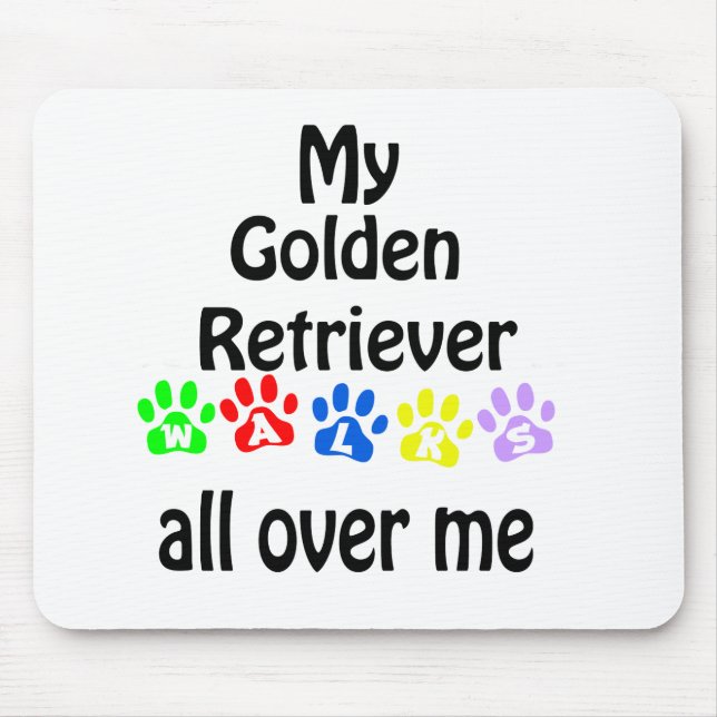 Golden Retriever Walks Design Mouse Pad (Front)