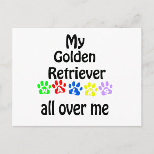Golden Retriever Walks Design Postcard