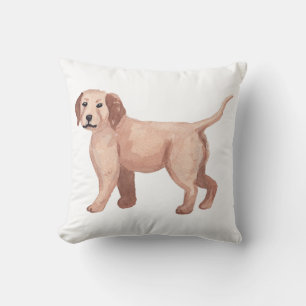 Golden Retriever Water Color Art Painting Throw Pillow