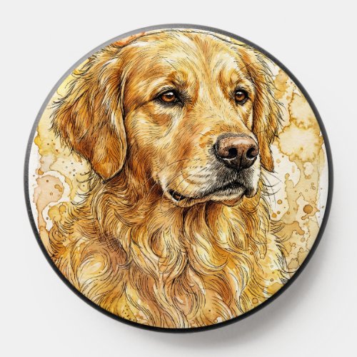 Golden Retriever Watercolor Art PopGrip PopSocket