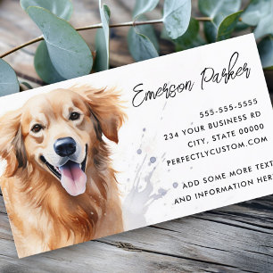 Golden retriever watercolor business card