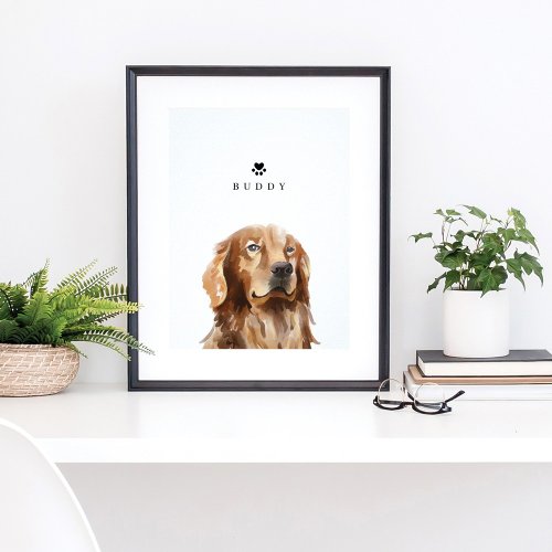 Golden Retriever Watercolor Illustration Dog Name Poster