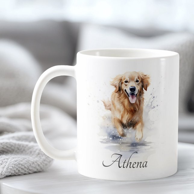 Golden retriever watercolor painting custom text coffee mug (Golden retriever watercolor painting custom text coffee mug)