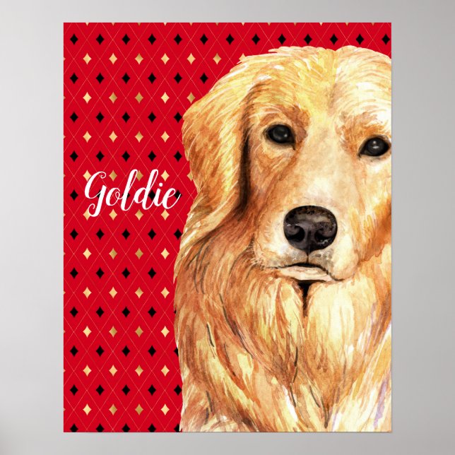 Golden Retriever Watercolor Personalized Poster (Front)