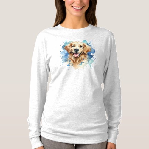 Golden Retriever Watercolor Portrait T_Shirt