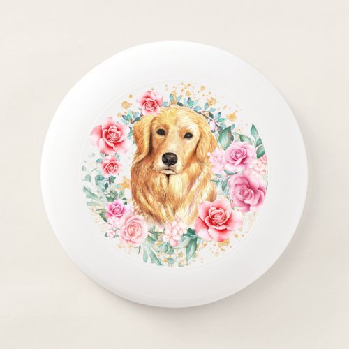 Golden retriever watercolor rose gold dog art Wham_O frisbee
