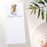Golden retriever watercolor to do list magnetic notepad<br><div class="desc">Magnetic notepad to do list featuring a beautiful watercolor painting of a Golden retriever running through water.</div>