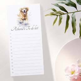 Golden retriever watercolor to do list magnetic notepad