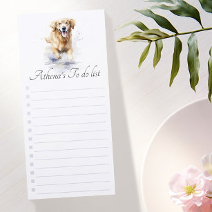 Golden retriever watercolor to do list magnetic notepad
